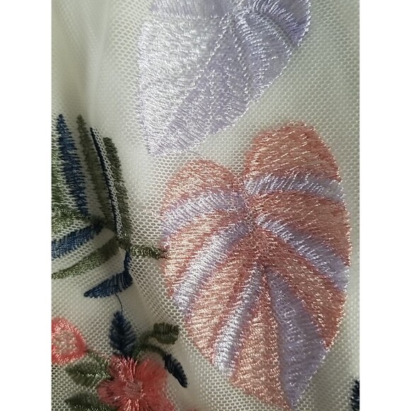 Blue Rain M Boho Sleeveless Top Embroidered Floral Fern Lined Tassels Wms Medium - Picture 5 of 14